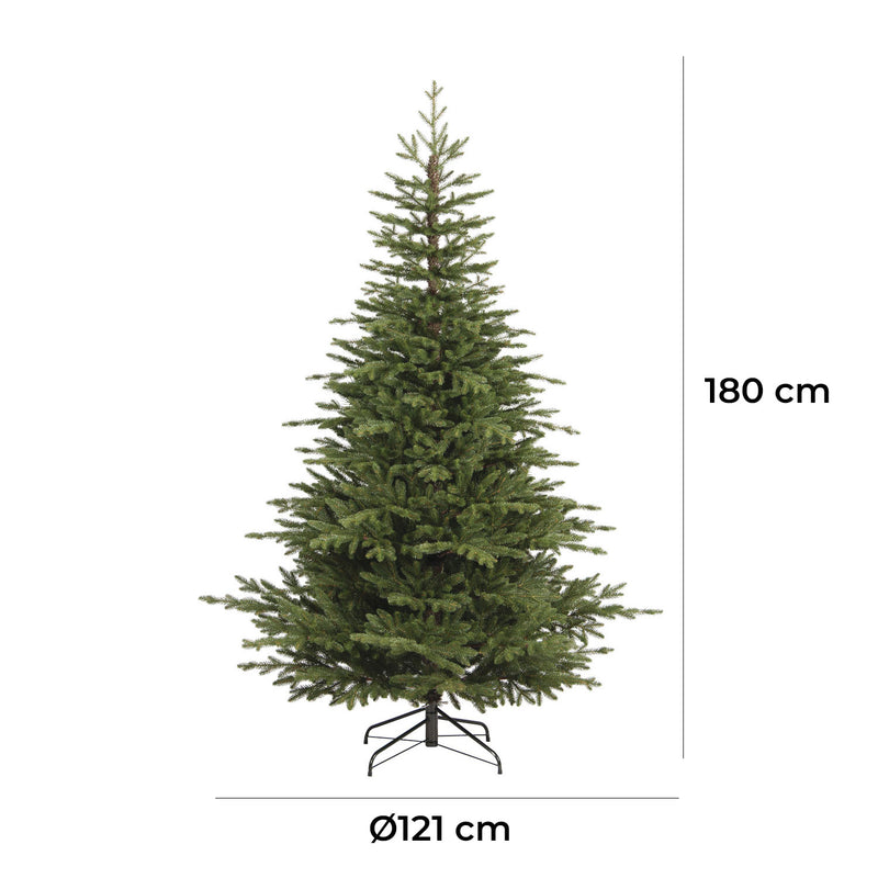 Albero di Natale Artificiale Realistico 180 cm 414 Rami Apertura a Ombrello Verde