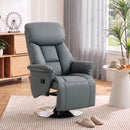 Poltrona Relax Girevole 78x80x109 cm Reclinabile 130° con Poggiapiedi Braccioli Svasati in Finta Pelle Grigio      
