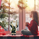 Statuina Babbo Natale Verde Statuetta 40 cm Vestiti in Tessuto Addobbo Natalizio