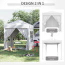 Gazebo da Giardino Pieghevole 2x2m con 4 Pareti Rimovibili in Poliestere e Acciaio Bianco