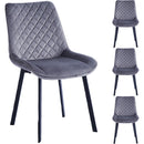 Set 4 Sedie da Pranzo Rivestimento Velluto Grigio Sedia Ufficio Casa Ergonomica