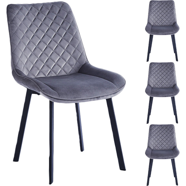 sconto Set 4 Sedie da Pranzo Rivestimento Velluto Grigio Sedia Ufficio Casa Ergonomica