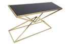 Console Piramid 130x40x75 cm in Ferro e Vetro Oro e Nero