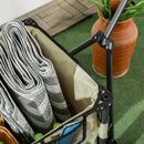 Carrello da Giardino Pieghevole 78L 105x52x70-110 cm in Acciaio Tessuto Oxford e Plastica Cachi
