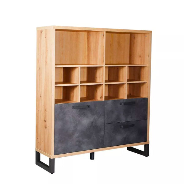 Libreria 1 Anta 2 Cassetti 131,6x35x147,2 cm in Truciolare Nobilitato Quercia e Ardesia sconto