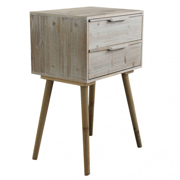 acquista Schrank mit 2 Schubladen 50 x 37 x 80 h cm aus taupefarbenem Paulownia-Holz