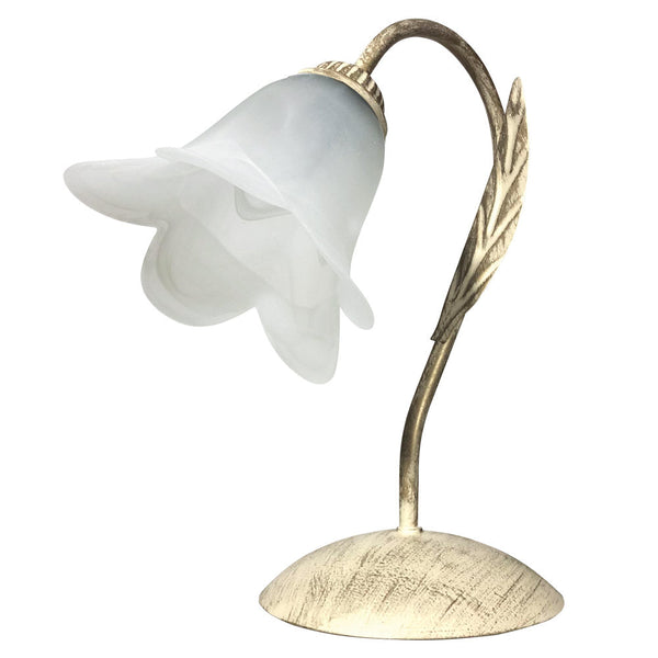 Lampe 1xE14 Elfenbein Gold Rahmen Weiß Schwammglas E-Energy Amelia sconto