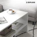 Tavolino da Caffè Moderno 100x40x41,5 cm a 2 Livelli con Vani a Giorno in Legno Bianco  