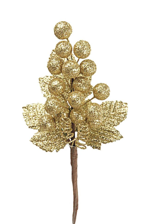 sconto Set mit 24 Glitzertrauben H17,5 cm Gold