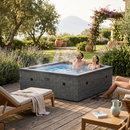 Piscina Spa Vasca Semi-Rigida 180x180x70 cm 6 Posti Riscaldamento Integrato Struttura in Schiuma NetSpa Celestia Grigio Screziato