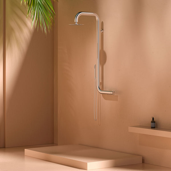 Doccia da Giardino in Acciaio Inox Installazione a 3 Punti a Parete Sined Cabras online