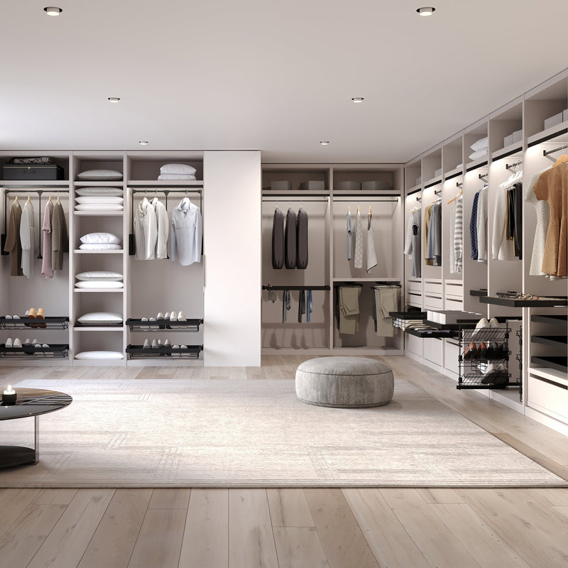 Kit Cassetto Organizzatore e Telaio per Armadio 900 mm in Alluminio e Plastica Emuca Nero