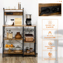 Scaffale Cucina con Multopresa 90x42x130 cm in Legno e Acciaio Marrone Rustico