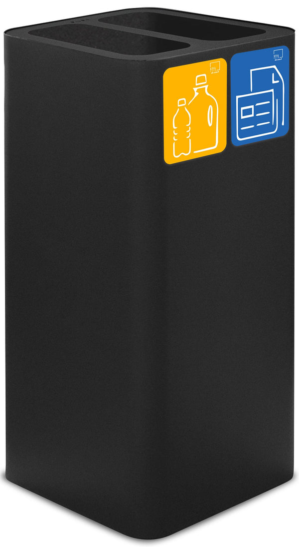 acquista Pattumiera Per Raccolta Rifiuti 38x38xh80 cm In Acciaio Verniciato Cover a 2 Scomparti Nero