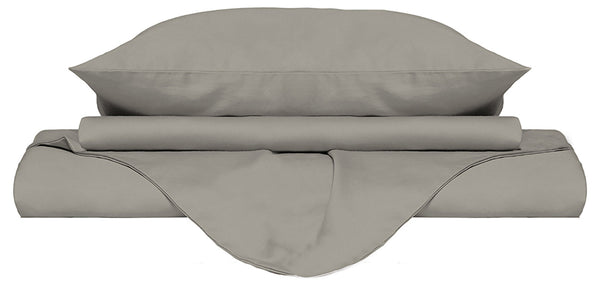 Bettbezug für Doppelbetten mit Tasche und einfarbigen grauen Kissenbezügen online
