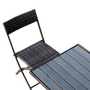 Set Tavolo e 6 Sedie Pieghevoli da giardino in Acciaio e Legno Marrone 