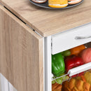 Carrello da Cucina 37x37x77,5 cm 3 Cestini 1 Cassetto e Ribalte Bianco e Legno