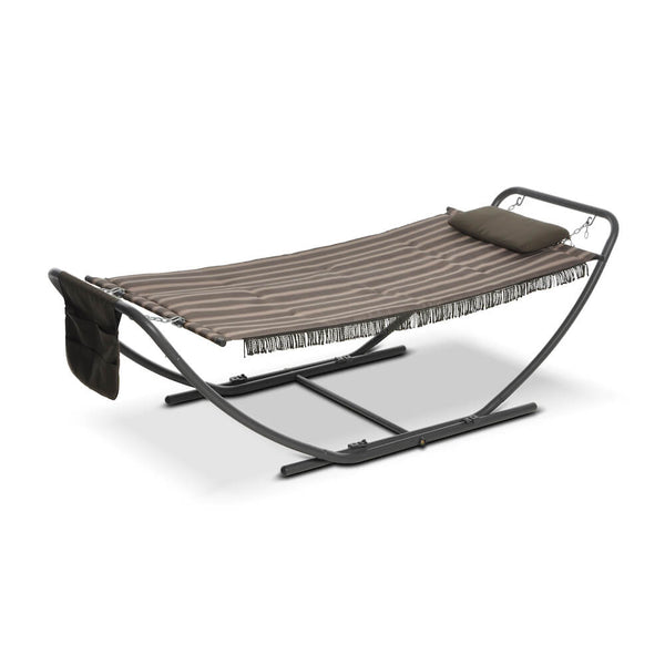 sconto Gartenhängematte aus Eisen und Polyester mit Kissen und Tasche von Taddei Suez in Beige und Braun