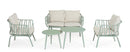 Set 5 Pezzi Salotto da Giardino con Divano 2 Poltrone e 2 Tavolini in Acciaio e PP Nixie Verde Salvia 