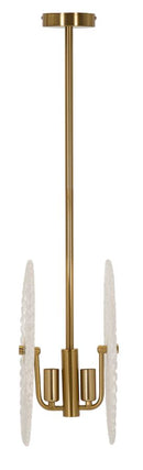 Lampadario Glass 35x18x80 cm in Vetro e Ferro Oro e Bianco      