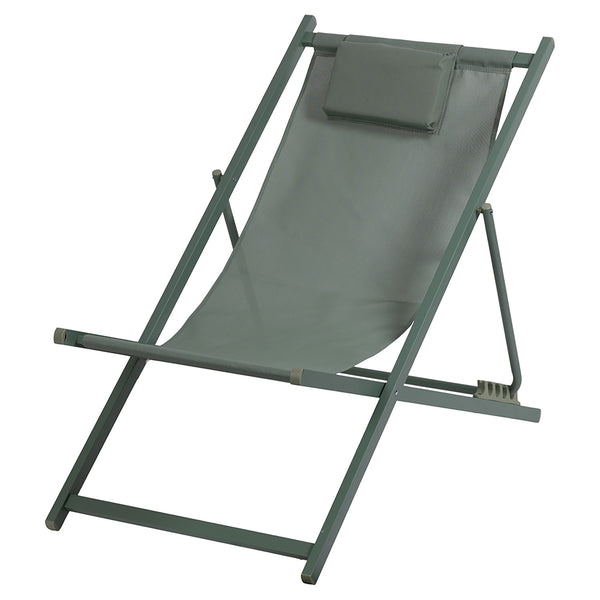 Sdraio Pieghevole Lido con Poggiatesta 94x60x92-81 cm in Poliestere e PVC Verde online