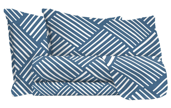 Set aus Oberlaken und Kissenbezügen in City Life Blue Mikrofaser, verschiedene Größen online