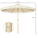 Ombrellone da Giardino 260x240 cm a Manovella Inclinabile in Poliestere e Metallo Crema  