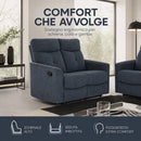 Divano 2 Posti 132x96x103 cm Recliner Manuale 2 Posti in Tessuto Tortora Grigio     