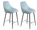 Set 2 Sgabelli 46x49x97 cm in Tessuto Ray Acquamarina