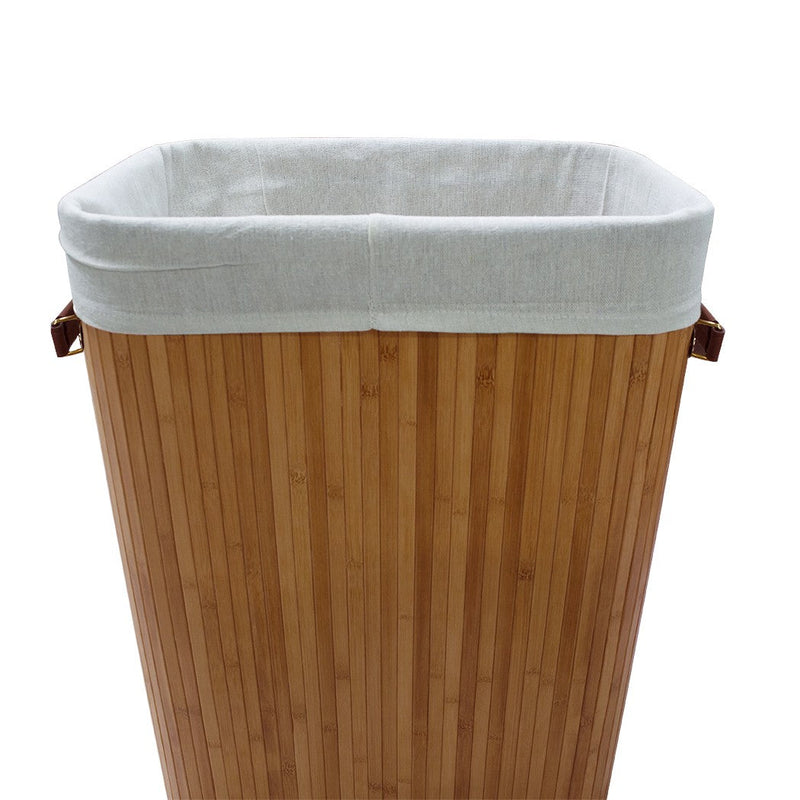 Cesto Portabiancheria 60x40x27 con Maniche e Coperchio in Bambù