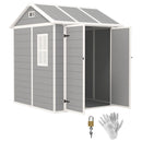Casetta Box da Giardino 180x180 cm con Pavimento 2 Porte con Blocco e Finestra in Resina Grigio  