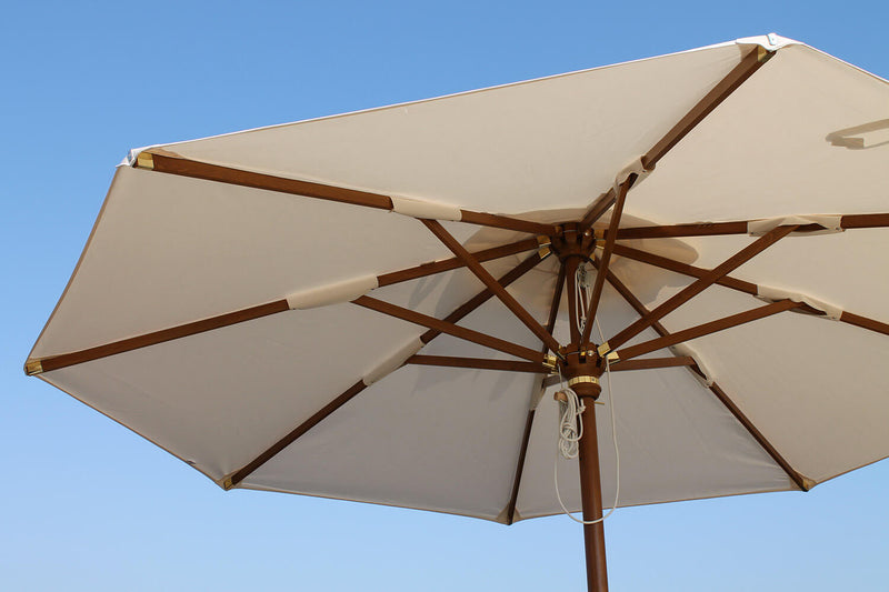 Ombrellone da Giardino Ø2,5 m Palo Ø48 mm in Legno Telo in Acrilico Danieli Havana Ecrù