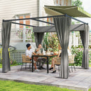 Pergola da Giardino 300x300x227 cm con Tetto Retrattile e Tende in Metallo e Poliestere Grigio Chiaro      