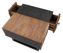 Tavolo da Caffé Quadrato Mumbai 60x60x43 cm in Legno di Acacia e in Ferro Marrone e Nero