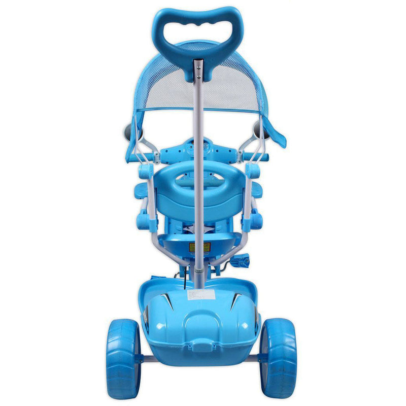 Triciclo a Spinta Seggiolino Reversibile per Bambini Kidfun Classic Blu