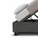 Letto Singolo Contenitore Imbottito Microfibra Grigio BoxMax Testata Soft Varie Misure