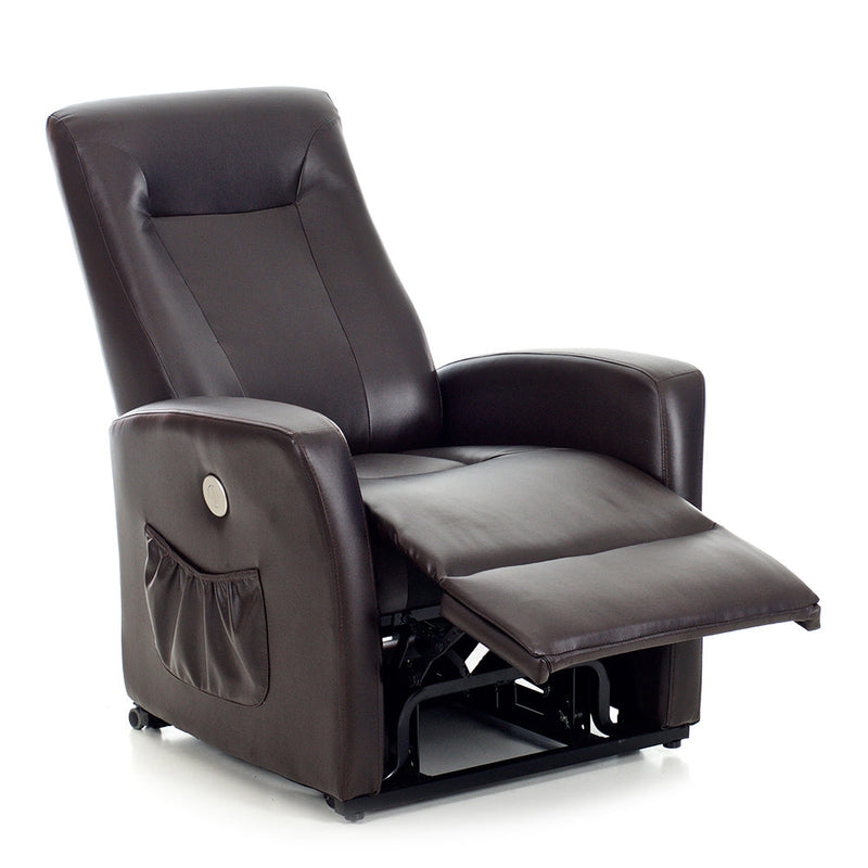 Poltrona Relax Reclinabile a Motore in Cuoio Ludovica Marrone