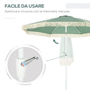 Ombrellone da Giardino 260x240 cm a Manovella Inclinabile con Frange in Poliestere e Metallo Verde 
