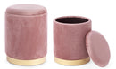 Set 2 Pouf Contenitore Polina Rosa Antico in Tessuto effetto Velluto