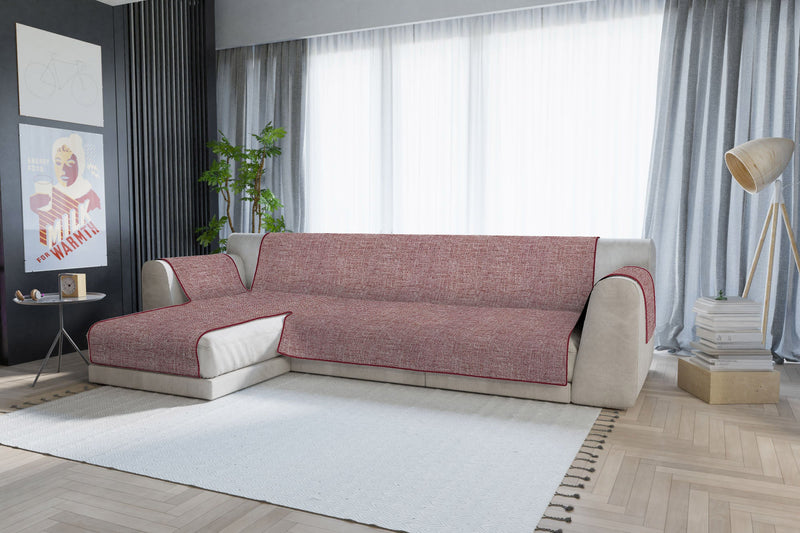 Copridivano in Poliestere con Penisola Sinistra Bordeaux Varie Misure