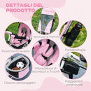 Triciclo per Bambini 1-5 Anni 102x49x102 cm con Maniglione e Tettuccio Regolabile Bianco e Rosa