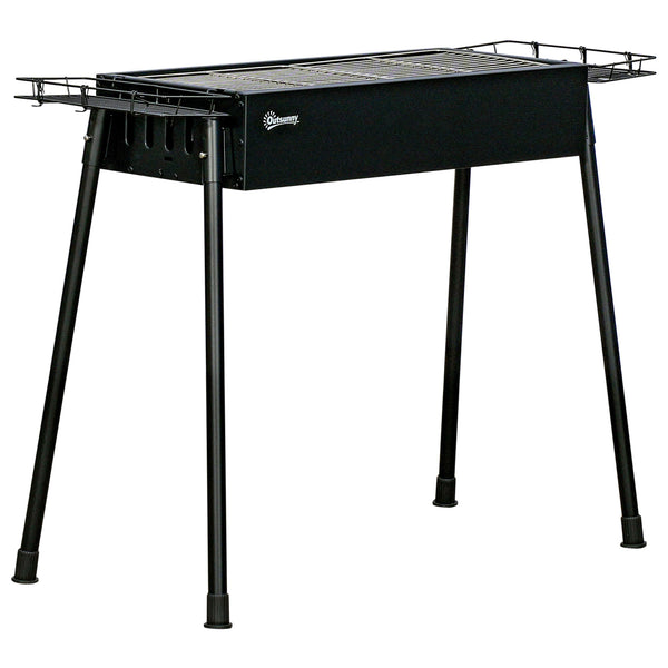 Barbecue a Carbonella 94x39x70 cm 2 Griglie e Cestini Laterali in Acciaio e Metallo Nero prezzo