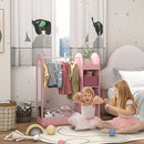 Armadio Aperto Appendiabiti per Bambine con Specchio e Ripiani 92x36x106 cm Rosa  