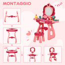 Postazione Trucco Specchiera Giocattolo per Bambini con Specchio e Accessori Rosa