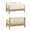 Set Salotto da Giardino Divano 2 Poltrone e Tavolino con cuscini in Bambù Yasmin