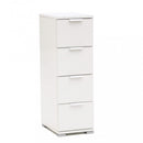 Cassettiera 4 Cassetti Bianca 27x38x85 h cm in Truciolare bilaminato Bianco