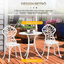 Set Tavolino e 2 Sedie da Giardino in Alluminio Bianco