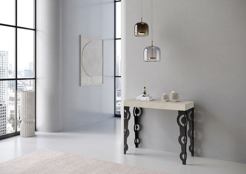 Consolle Allungabile 90-196x40x77 cm Karamay Small Premium Cashmere Telaio Antracite 