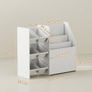 Scaffale Portagiochi 100x30x80 cm con 6 Cesti 3 Ripiani e Box Inferiore in Legno, Plastica e Acciaio Bianco      