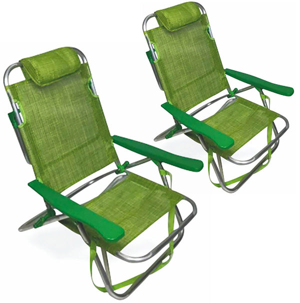 online Set mit 2 zusammenklappbaren Spiaggine-Strandstühlen aus Soriani Brasile Verde Aluminium